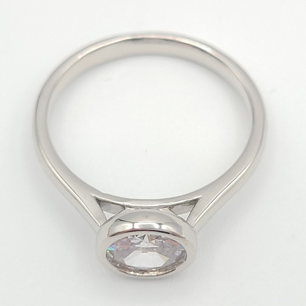 Bezel Set Solitaire CZ Ring | Minimalist Silver Dainty Stackable Ring Size 7 - Picture 2 of 14